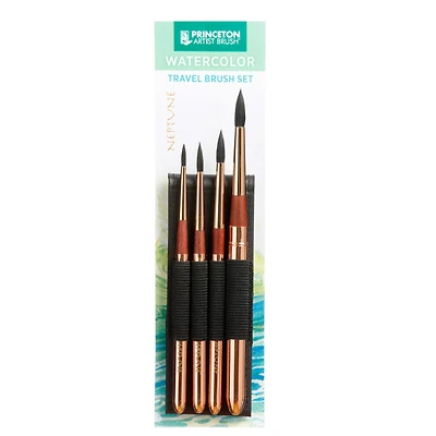 Princeton™ Neptune™ Synthetic Watercolor Travel 4 Piece Brush Set