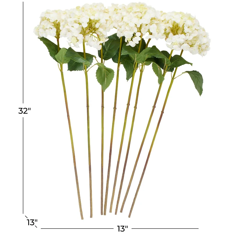 32" White Hydrangea Artificial Flower Stem, 8ct.