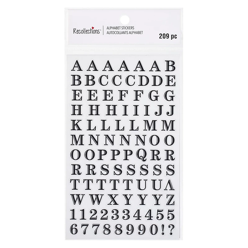 12 Packs: 213 ct. (2556 total) Black Printed Alphabet Stickers by Recollections™
