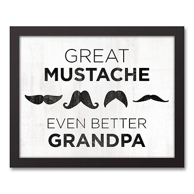 Great Mustache Grandpa Black Framed Canvas