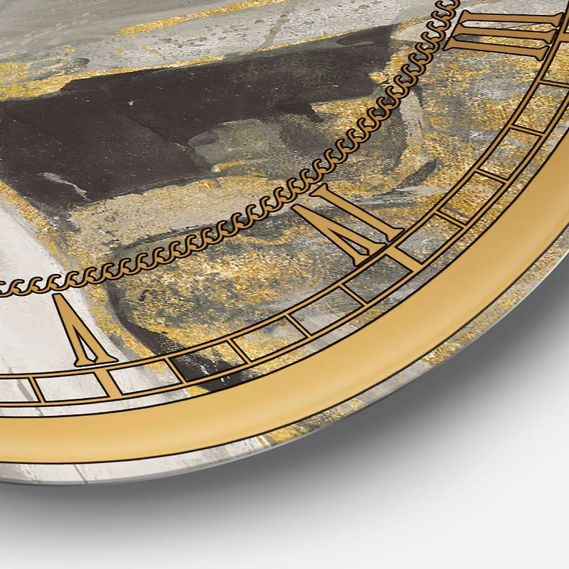 Designart 'Marble Gold And Black Glam Wall Clock