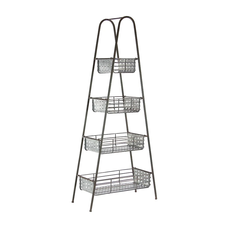 Farmhouse Black Metallic 4-Tier Storage Rack