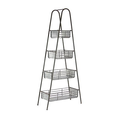Farmhouse Black Metallic 4-Tier Storage Rack