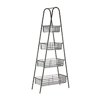 Farmhouse Black Metallic 4-Tier Storage Rack