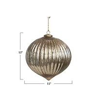 Hello Honey® 12" Gold Finish Pleated Mercury Glass Ornament