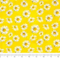 SINGER Small Daisies on Yellow Cotton Fabric