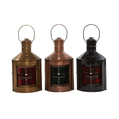 Set of 3" Multi Colored Metal Rustic Lantern, 5" x 11"