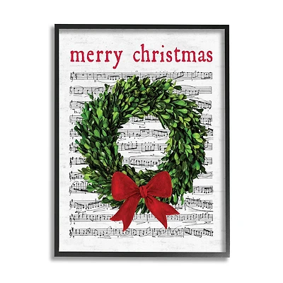 Stupell Industries Merry Christmas Song Wreath Framed Giclee Art