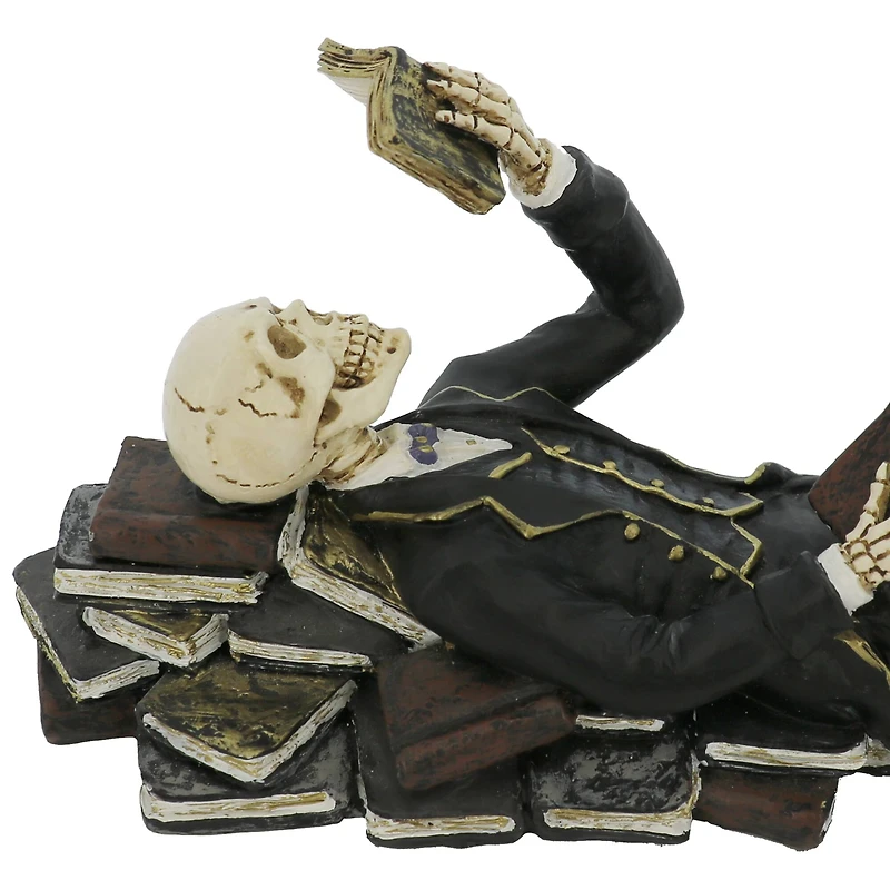 8" Lying Skeleton with Book Tabletop Décor by Ashland®