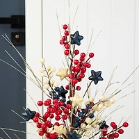 Glitzhome® 36" Lighted Patriotic Americana Berry & Stars Urn Porch Tree