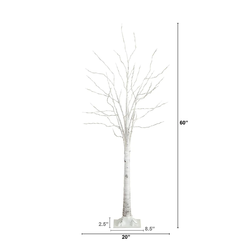 5ft. Pre-Lit White Birch Artificial Christmas Tree, Warm White LED Lights