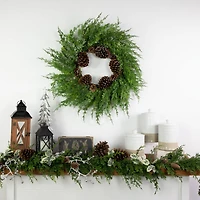 26" Frosted Cedar & Pinecone Christmas Wreath