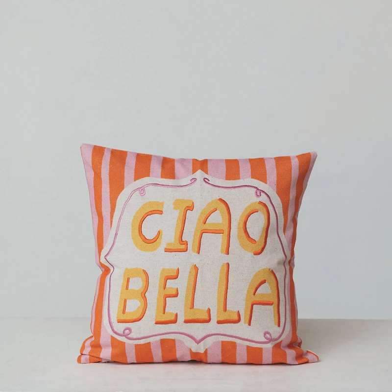 Hello Honey® 18" Orange & Yellow Ciao Bella Accent Pillow
