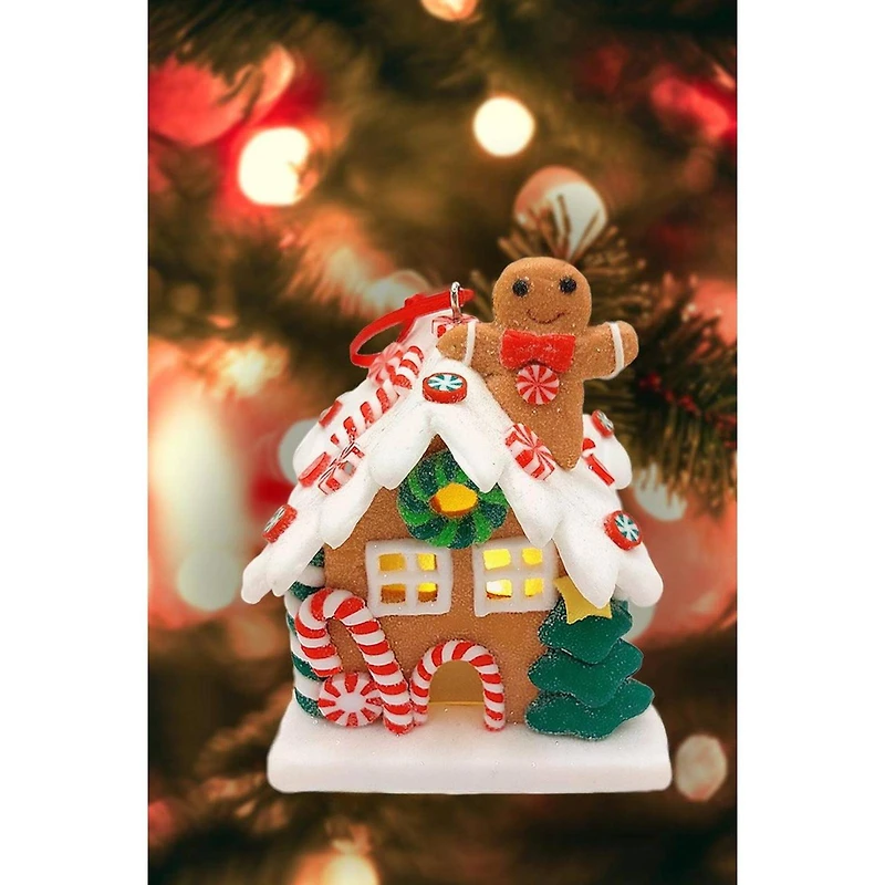 Wizardi Gingerbread Snow House Christmas Ornament, 1pc.