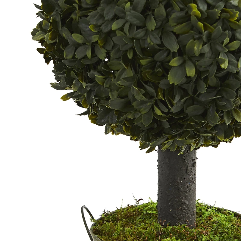 1.5ft. Boxwood Ball Topiary Tree in Green Tin