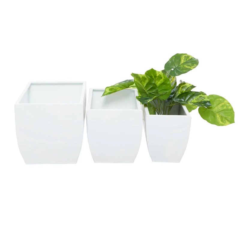 White Modern Planter, Set of 3" 20", 18", 16"