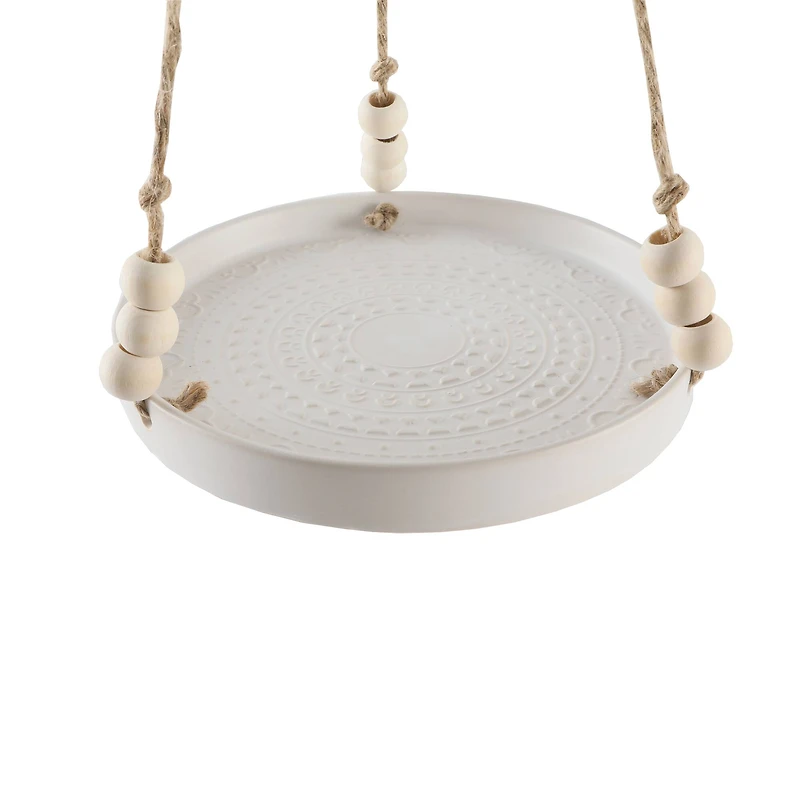 Flora Bunda® 8" Matte White Mayan Ceramic Hanging Planter