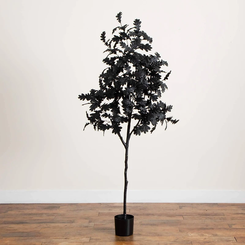 6ft. Artificial Halloween Black Oak Tree