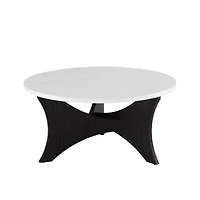 36" Faux White Marble & Graphite Mid Century 3-Leg Round Coffee Table