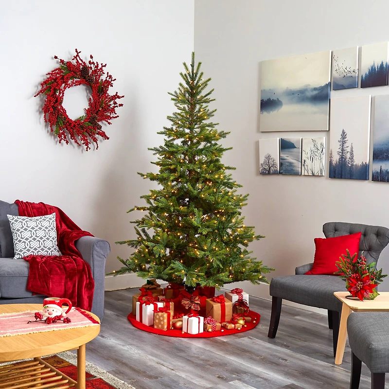 7ft. Pre-Lit North Carolina Spruce Artificial Christmas Tree, Clear LED Lights