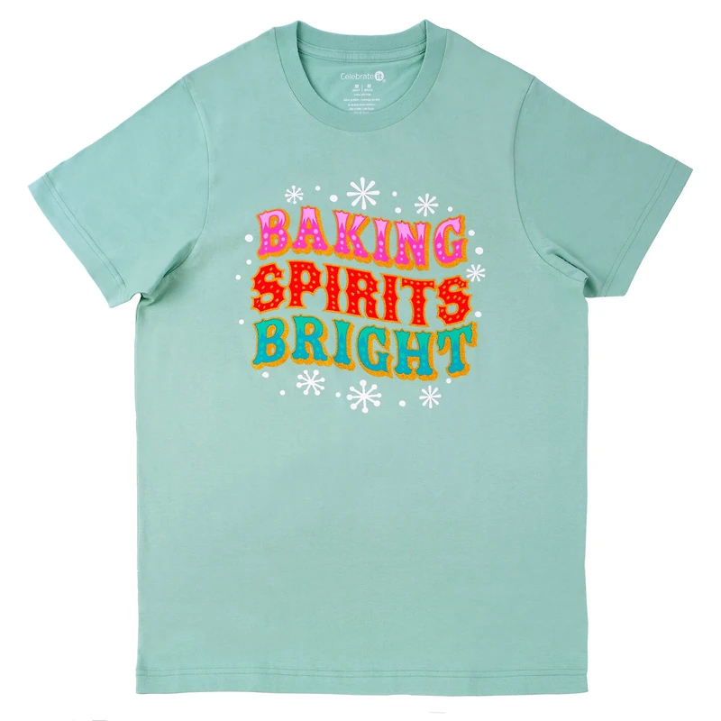 Light Teal Baking Spirits Bright Adult Crew Neck T-Shirt by Celebrate It
