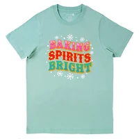 Light Teal Baking Spirits Bright Adult Crew Neck T-Shirt by Celebrate It