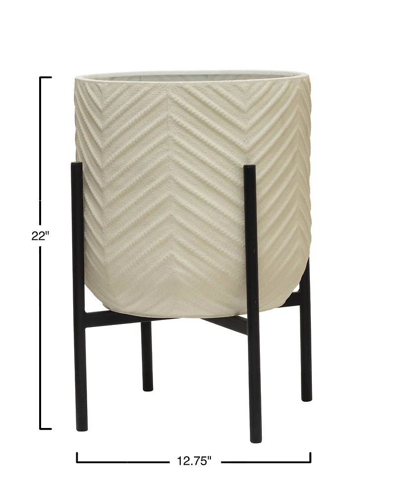 Hello Honey® 22" White with Black Metal Planter and Stand, 2ct.