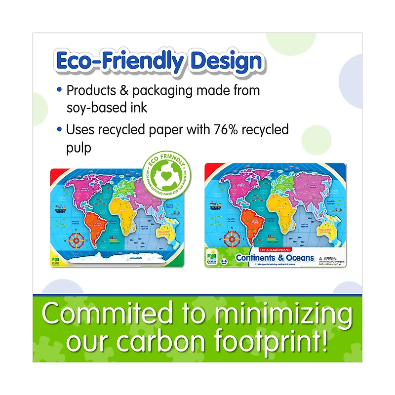 Lift & Learn Puzzle - Continents & Oceans: 22 Pcs