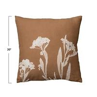 Hello Honey® Brown & Natural Linen Floral Image Printed Pillow Cover