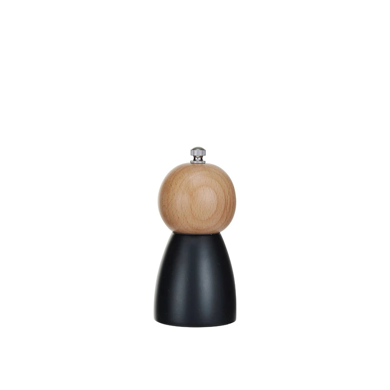 Hello Honey® Black & Natural Two-Tone Rubberwood Salt & Pepper Mill