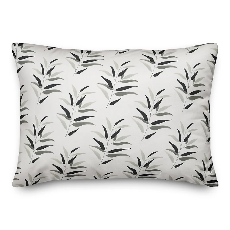 Dark Leaf Print Throw Pillow