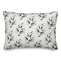 Dark Leaf Print Throw Pillow