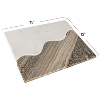 Hello Honey® 15" Beige & White Marble Wave Dual Cheese & Cutting Board