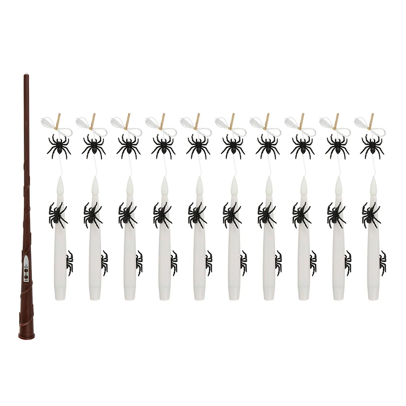 10ct. Warm White Flickering LED Hanging Spider Candles with Remote by Ashland®