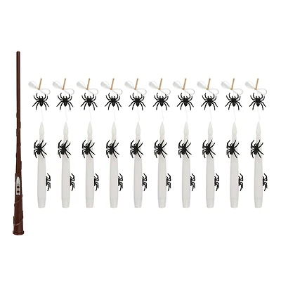 10ct. Warm White Flickering LED Hanging Spider Candles with Remote by Ashland®