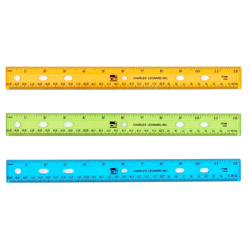 Charles Leonard 12" Plastic Rulers, 36ct.