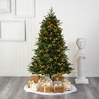 6ft. Pre-Lit Wellington Spruce Artificial Christmas Tree, Clear LED Lights