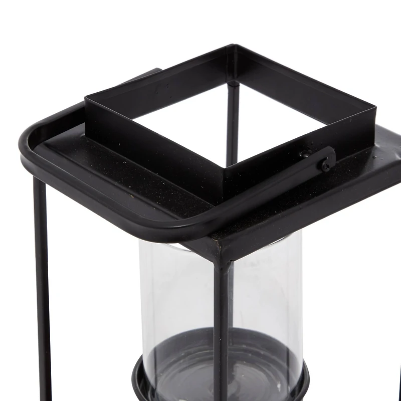 Black Metal Contemporary Candlestick Holders, 13" x 6" x 7"
