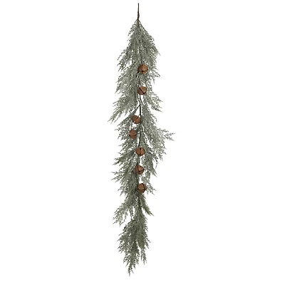 Hello Honey 6ft. Faux Cedar Garland with Rust Finish Metal Bells