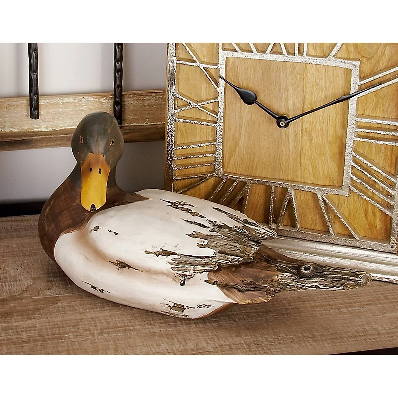 Beige Rustic Polystone Duck Sculpture Set