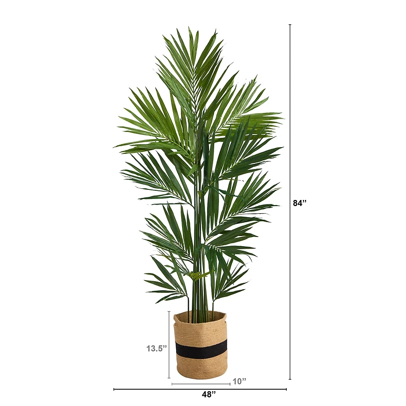 7ft. Kentia Artificial Palm in Handmade Natural Cotton Planter