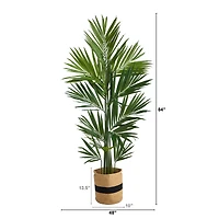 7ft. Kentia Artificial Palm in Handmade Natural Cotton Planter