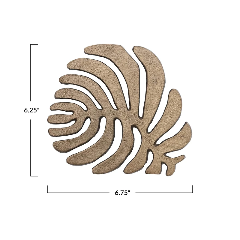 Hello Honey® 7" Brass Finish Cast Aluminum Leaf Trivet