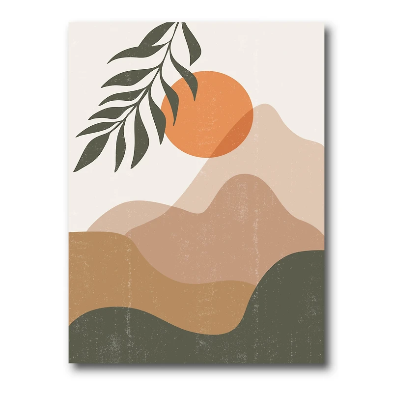 Designart - Abstract Red Moon In Earth Toned Mountains I