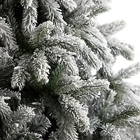 9ft. Pre-Lit Flocked South Carolina Spruce Artificial Christmas Tree, Clear LED Lights