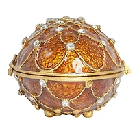 Hello Honey® 3.5" Amber Jeweled Egg Trinket Box