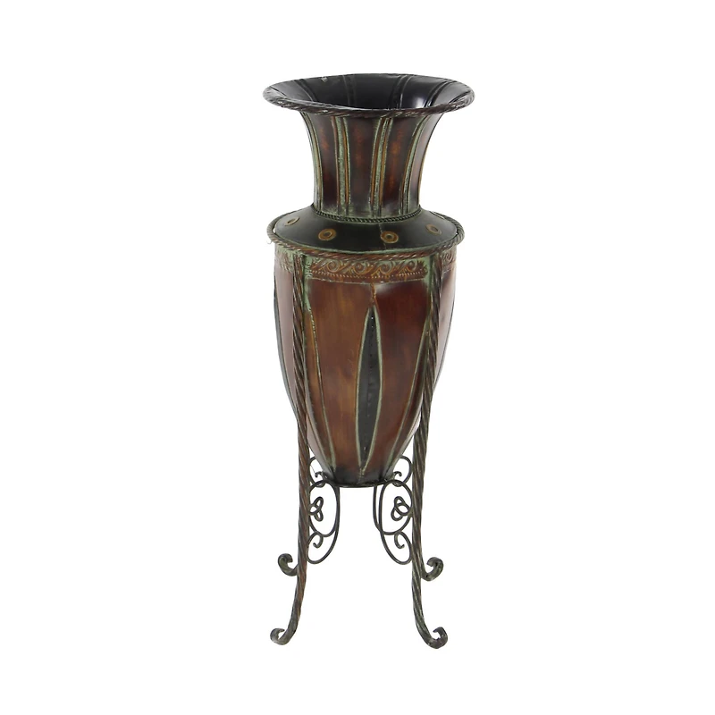 Brown Metal Rustic Vase, 27" x 9" x 9"