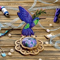 Wonderland Crafts Hummingbird Bead Embroidery on Wood Kit