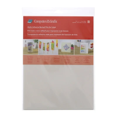 Grafix® 8.5" x 11" Matte Inkjet Adhesive Backed Clear Film, 6ct.