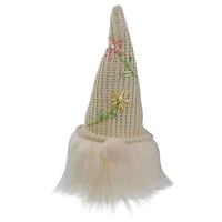 10" Lighted Cream Gnome Head with Knitted Hat Figure